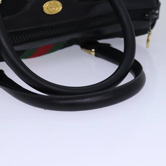 GUCCI GG Canvas Web Sherry Line Boston Bag Black Red Gold 010 378 Auth 84562 - Picture 7 of 16